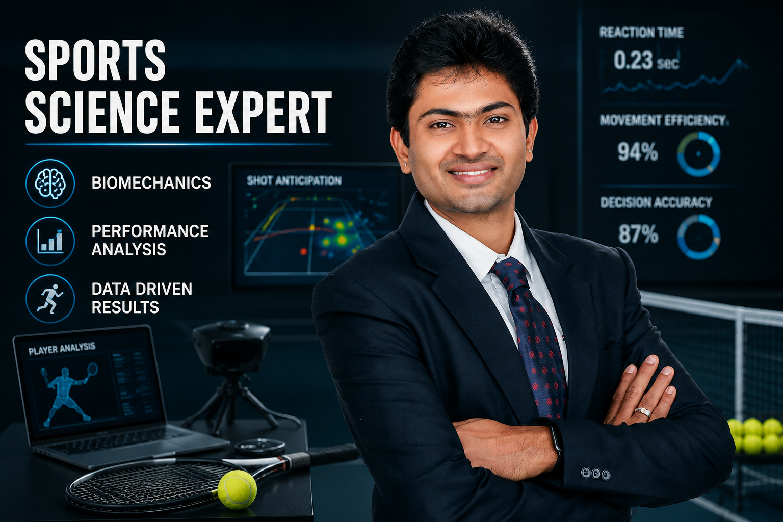 Aakash Ganesan, Movement Neuroscientist, sharing expert insights on tennis