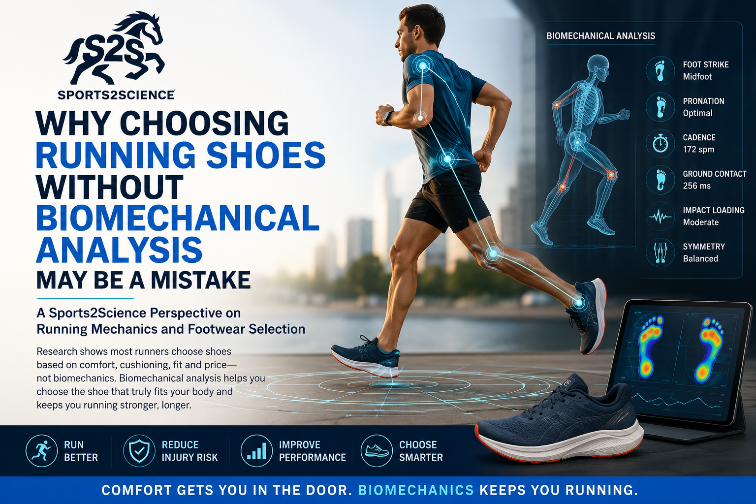 Runner undergoing biomechanical gait analysis before choosing running shoes