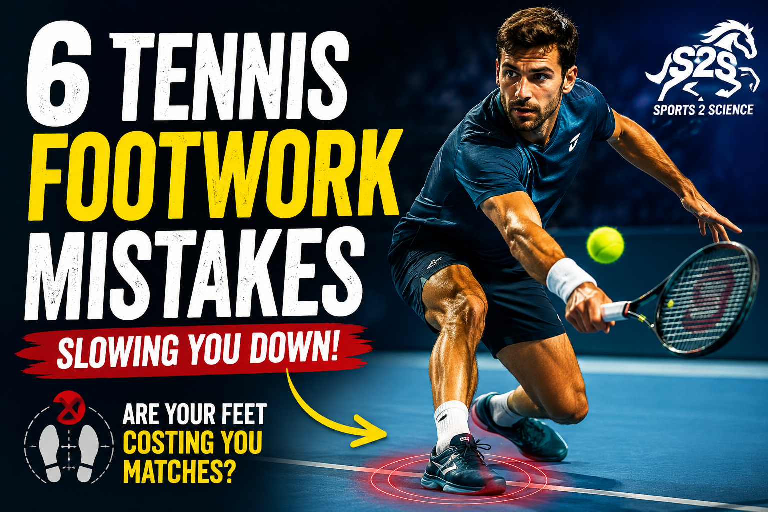Tennis player performing advanced footwork drills during a match, demonstrating agility, balance, and court movement for improved performance.